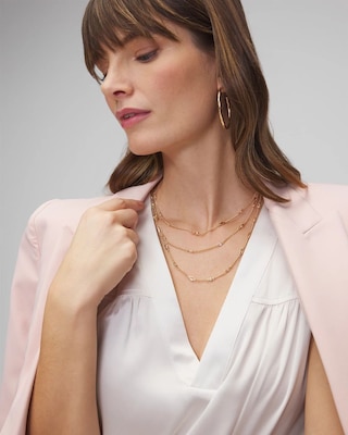 Gold Convertible Bezel Multiple Strand Necklace