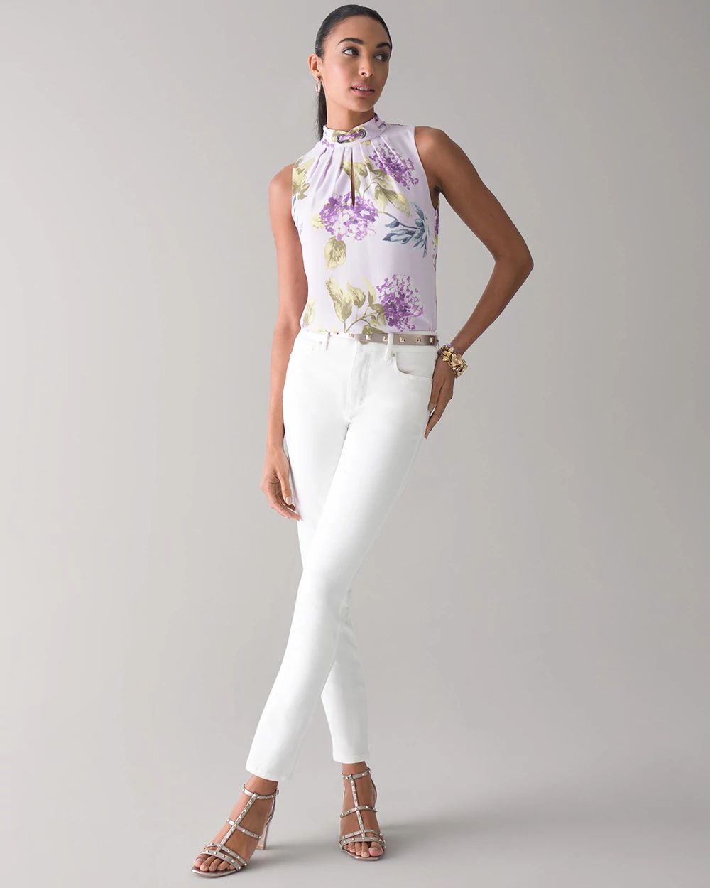 Petite High-Rise White Straight Jeans click to view larger image.