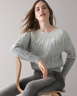 Long Sleeve Bateau Neck Ombre Pullover