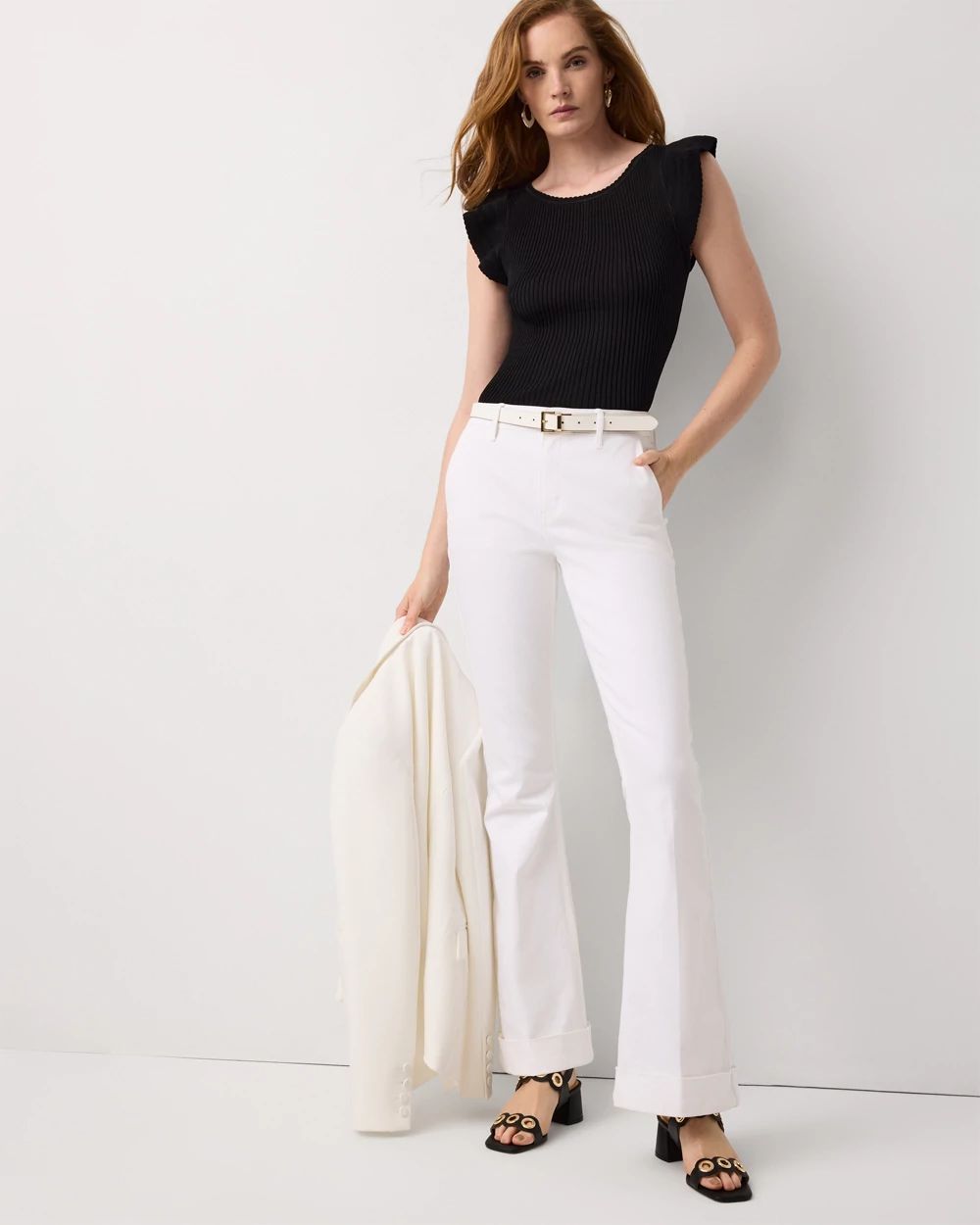 Cuffed High Rise Flare Jean