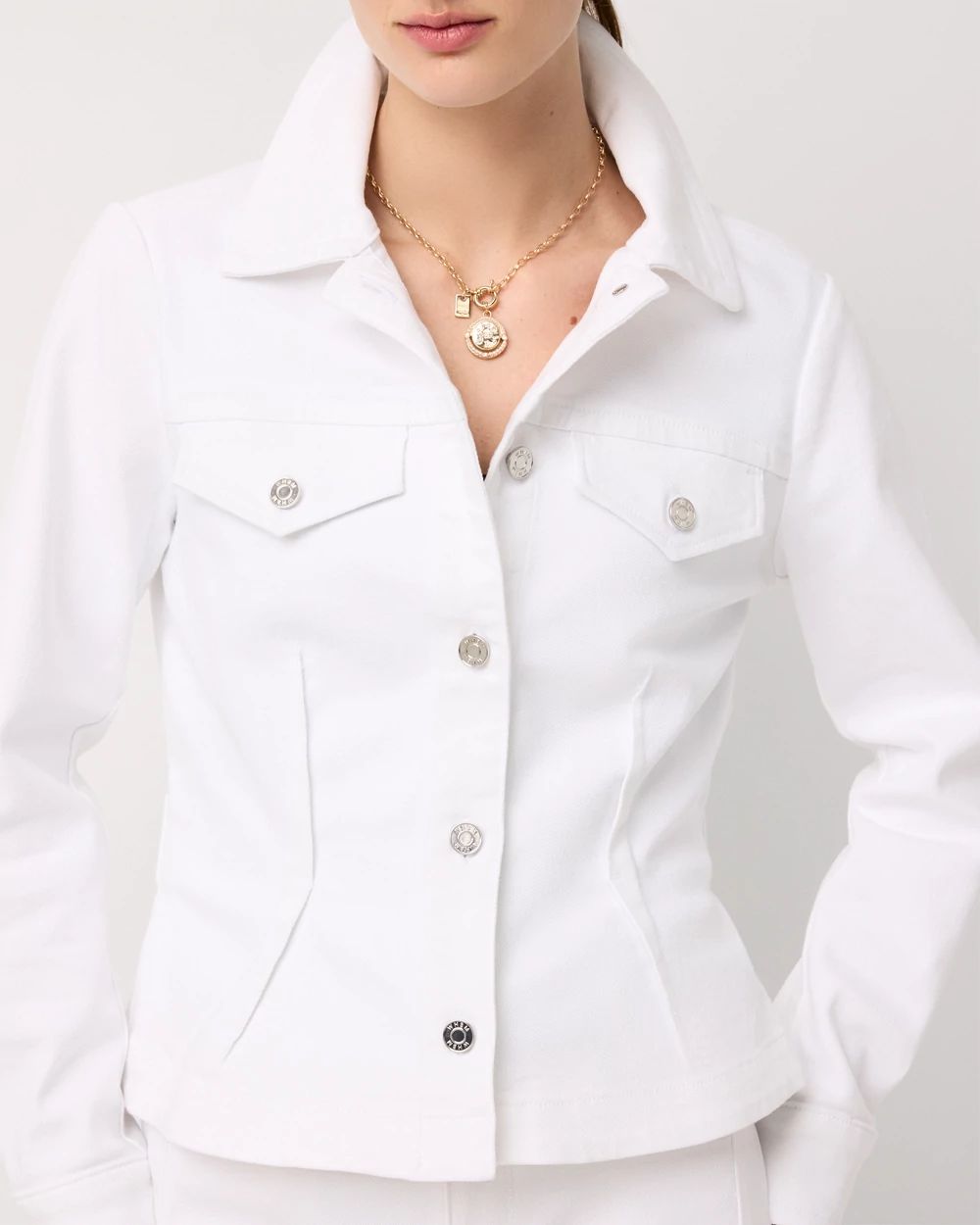 Petite Pleated Denim Trucker Jacket