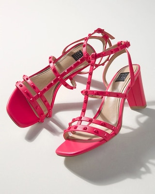 Strappy Studded Mid-Heel Sandal
