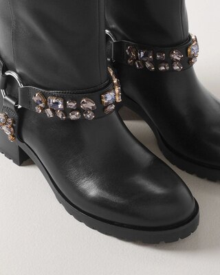 Leather Moto Studded Boots