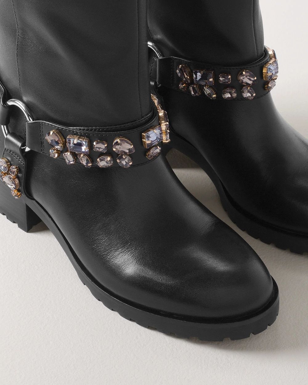 Leather Moto Studded Boots