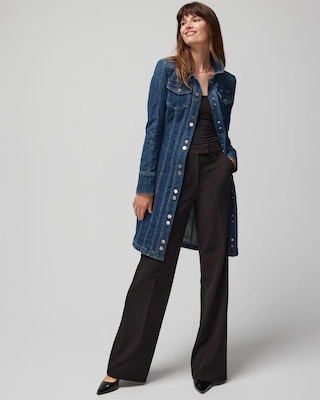Long-Sleeve Denim Shacket Dress