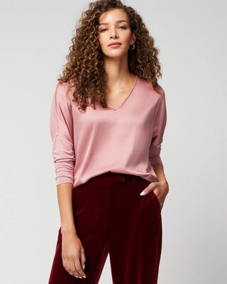 Woven Front Long Sleeve Tee
