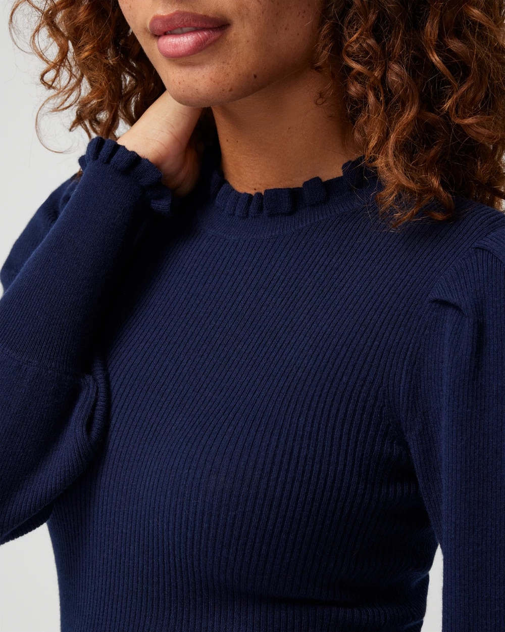 Cashmere Blend Blouson Sleeve Pull Over