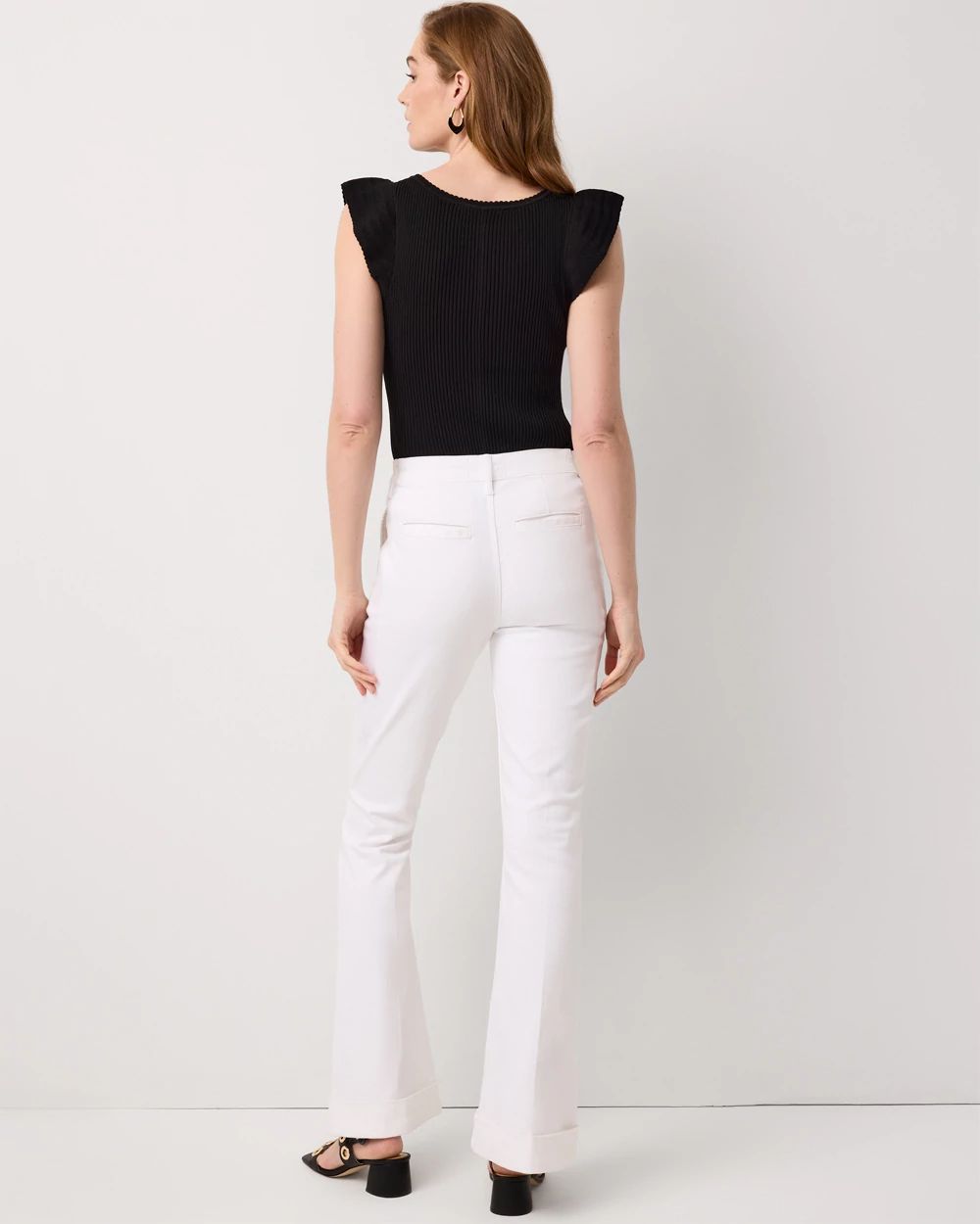 Petite Cuffed High Rise Flare Jean