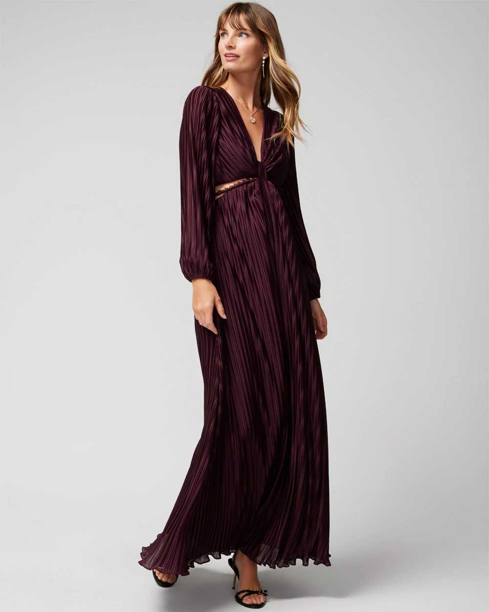 Petite Long Sleeve Chain Cutout Maxi Dress click to view larger image.