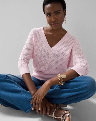 Cable Knit V-Neck Sweater click to view larger image.