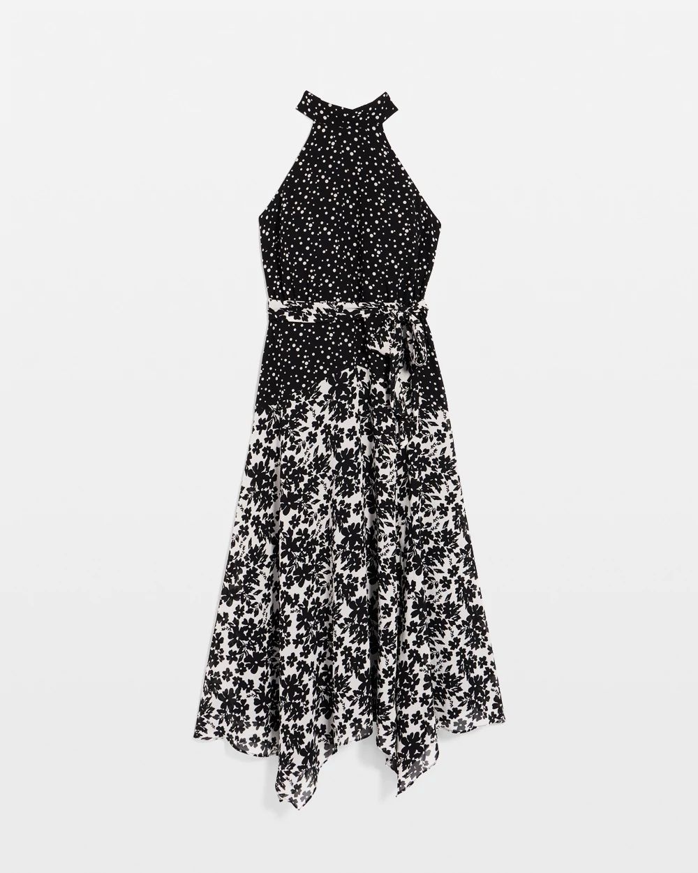Handkerchief Hem Chiffon Halter Midi Dress click to view larger image.