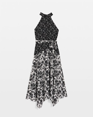 Handkerchief Hem Chiffon Halter Midi Dress click to view larger image.