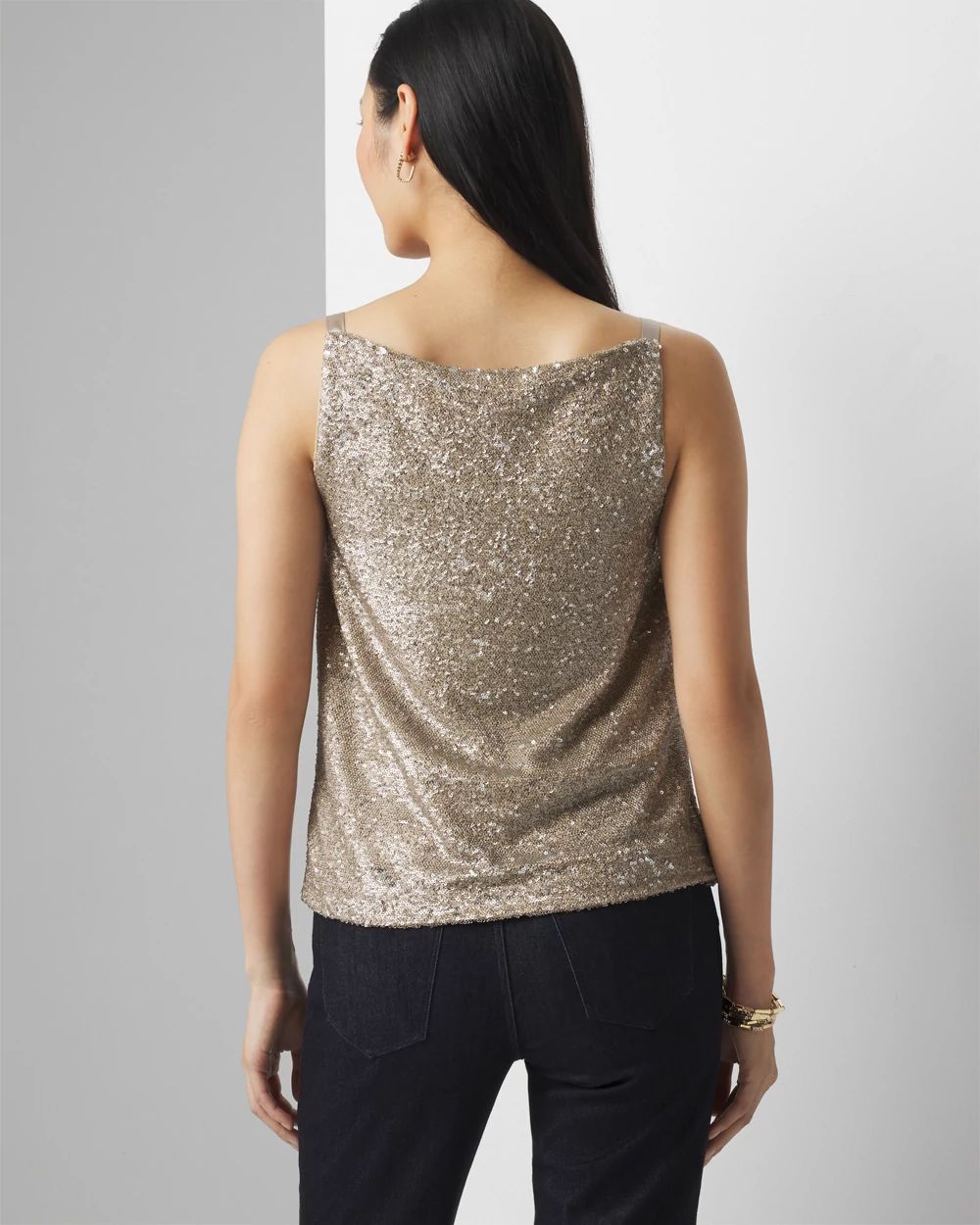 Petite Sequin Cowl Neck Cami