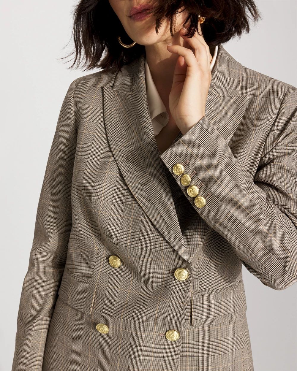 Plaid Double-Breasted Blazer