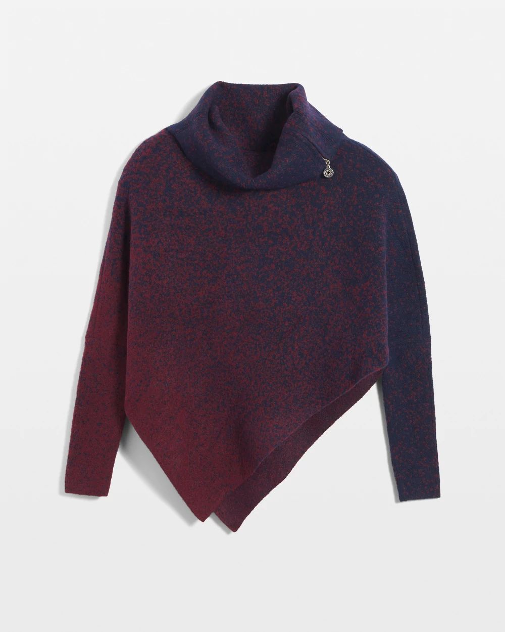 Ombre Draped Neck Poncho Sweater