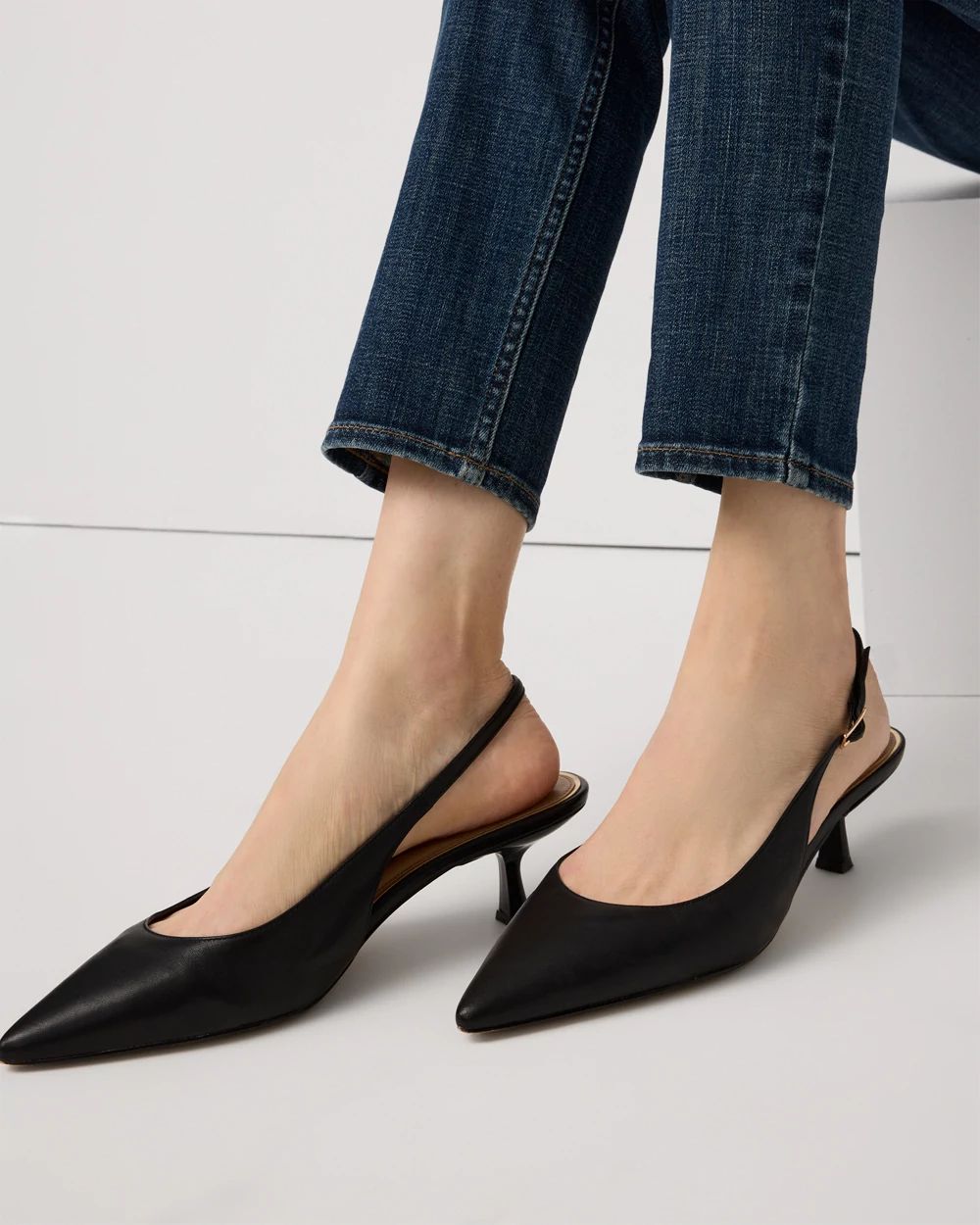Leather Slingback Kitten Heel