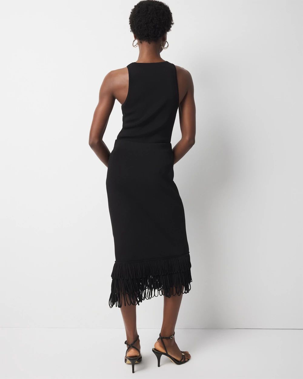 Fringe Hem Pencil Skirt
