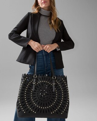 Vegan Leather Laser-Cut Tote