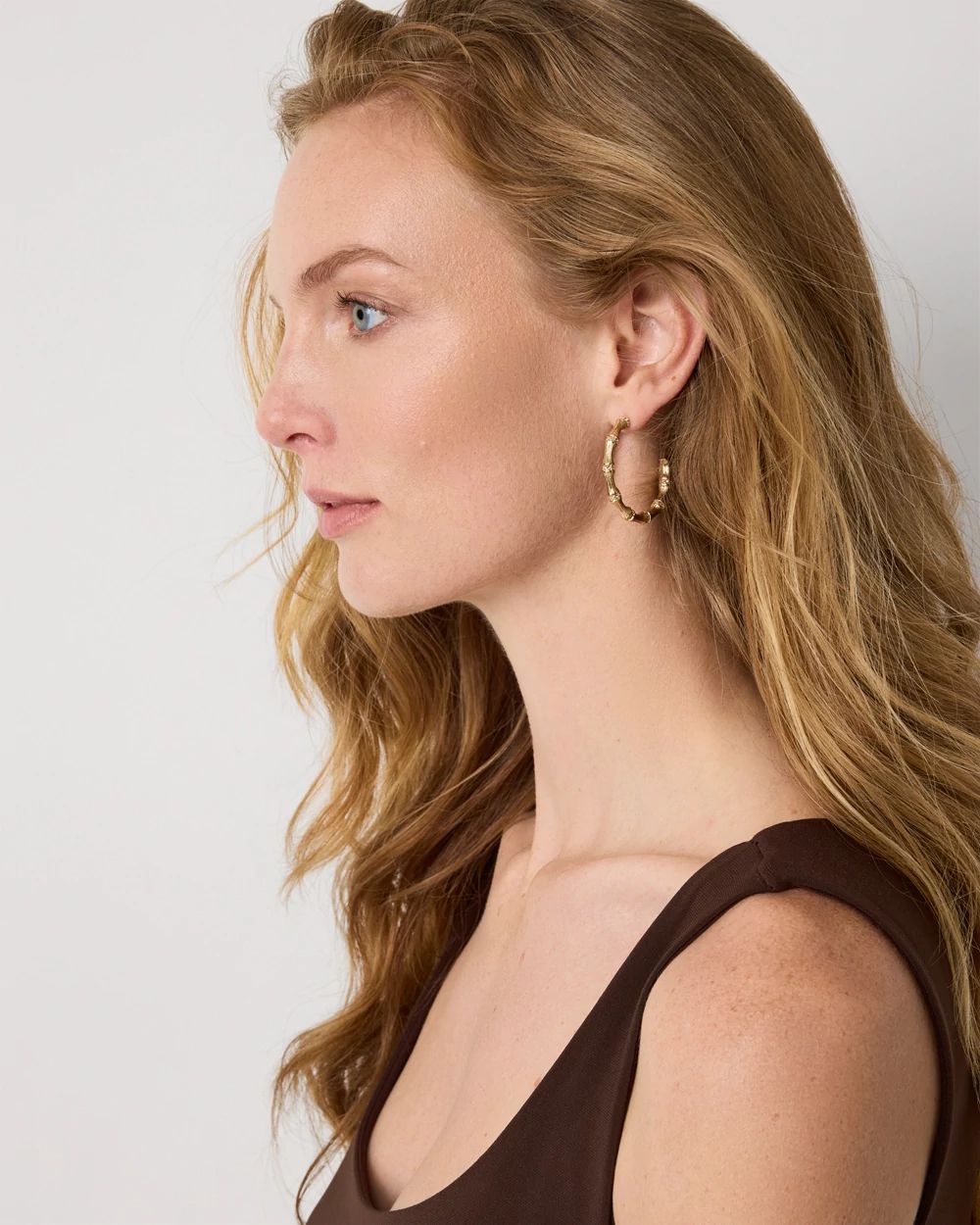 Textured Bamboo Hoop Earrings