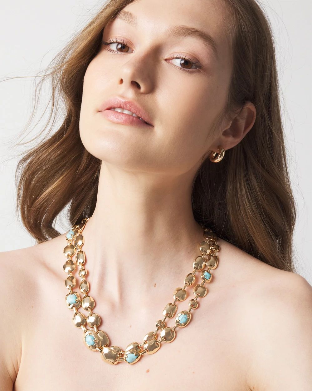 Turquoise + Gold Multistrand Necklace
