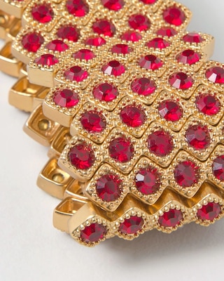 Red & Gold Statement Stretch Bracelet click to view larger image.