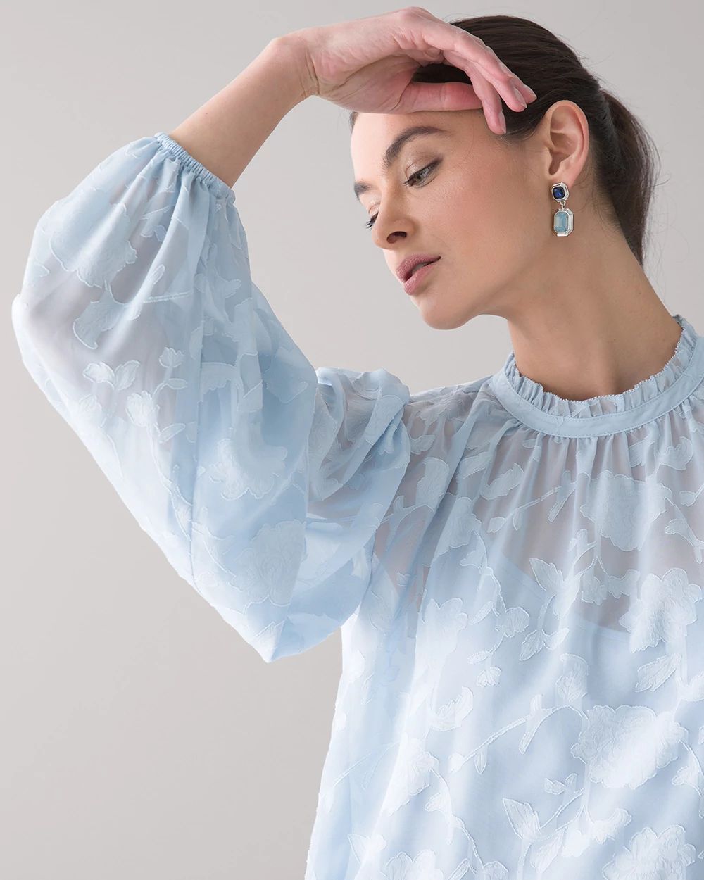 Ruffle Collar Floral Blouse