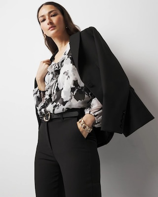 Printed Ruffle Front Blouse click to view larger image.