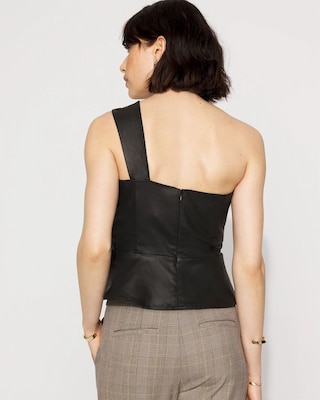 One-Shoulder Faux Leather Peplum Top click to view larger image.