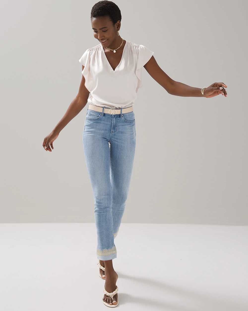 Mid-Rise Everyday Soft Denim™ Embroidered Slim Crops