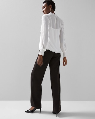 Laser Cut Ruffle Sleeve Blouse