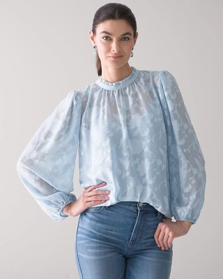 Ruffle Collar Floral Blouse
