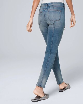 Curvy-Fit Mid-Rise Studded Skinny Jeans