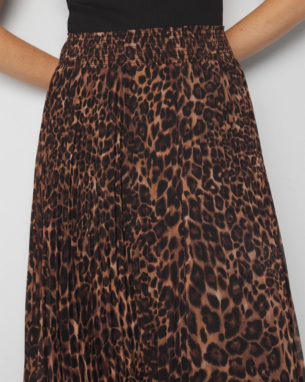 Pleated Leopard Print Skirt click to view larger image.