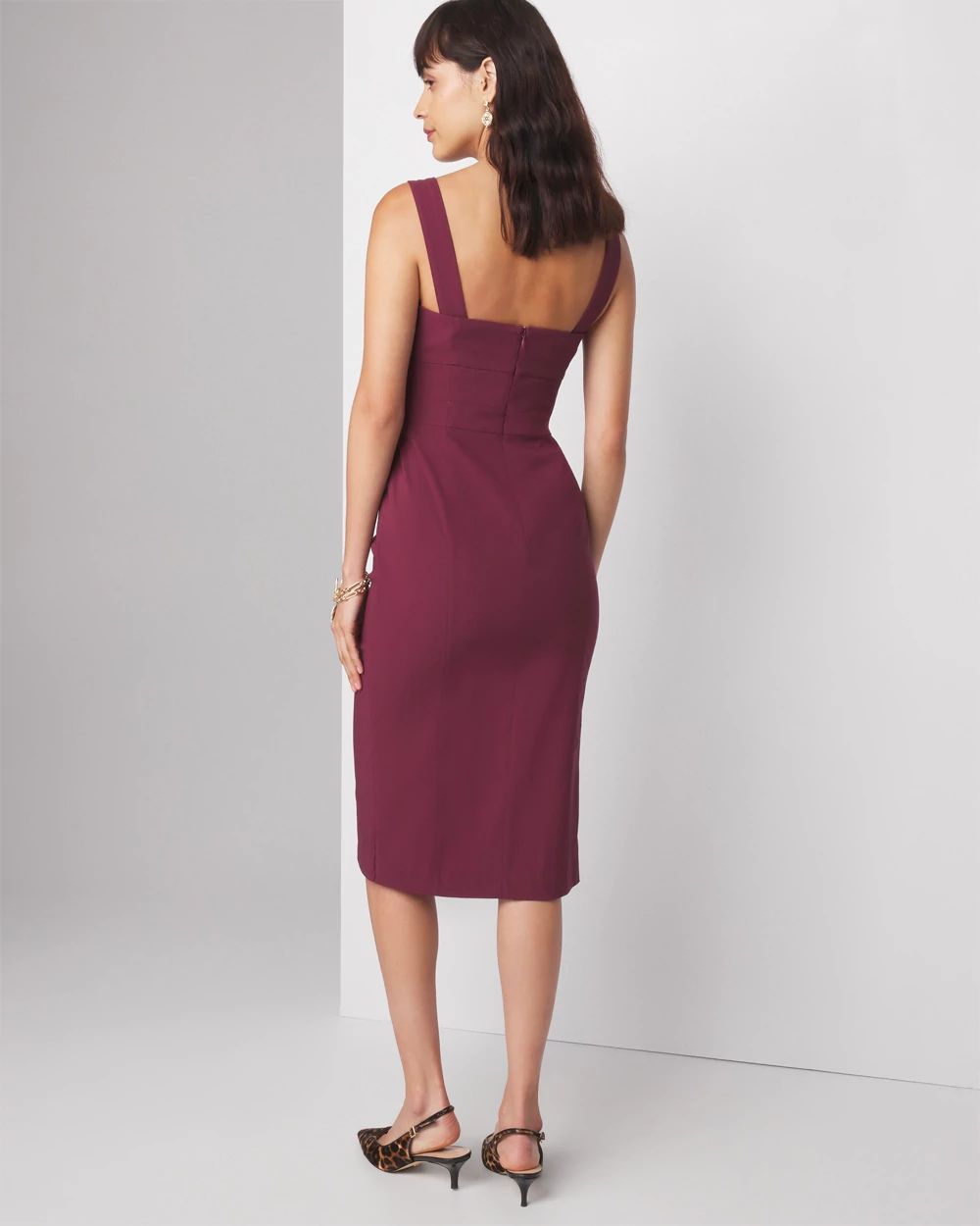 Sleeveless Button Front Sheath Dress