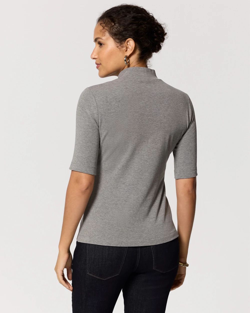 Mock Neck Elbow Sleeve Top click to view larger image.