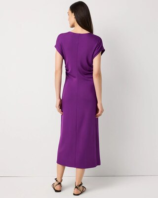 Gathered Waist Short Sleeve Midi Dress click to view larger image.