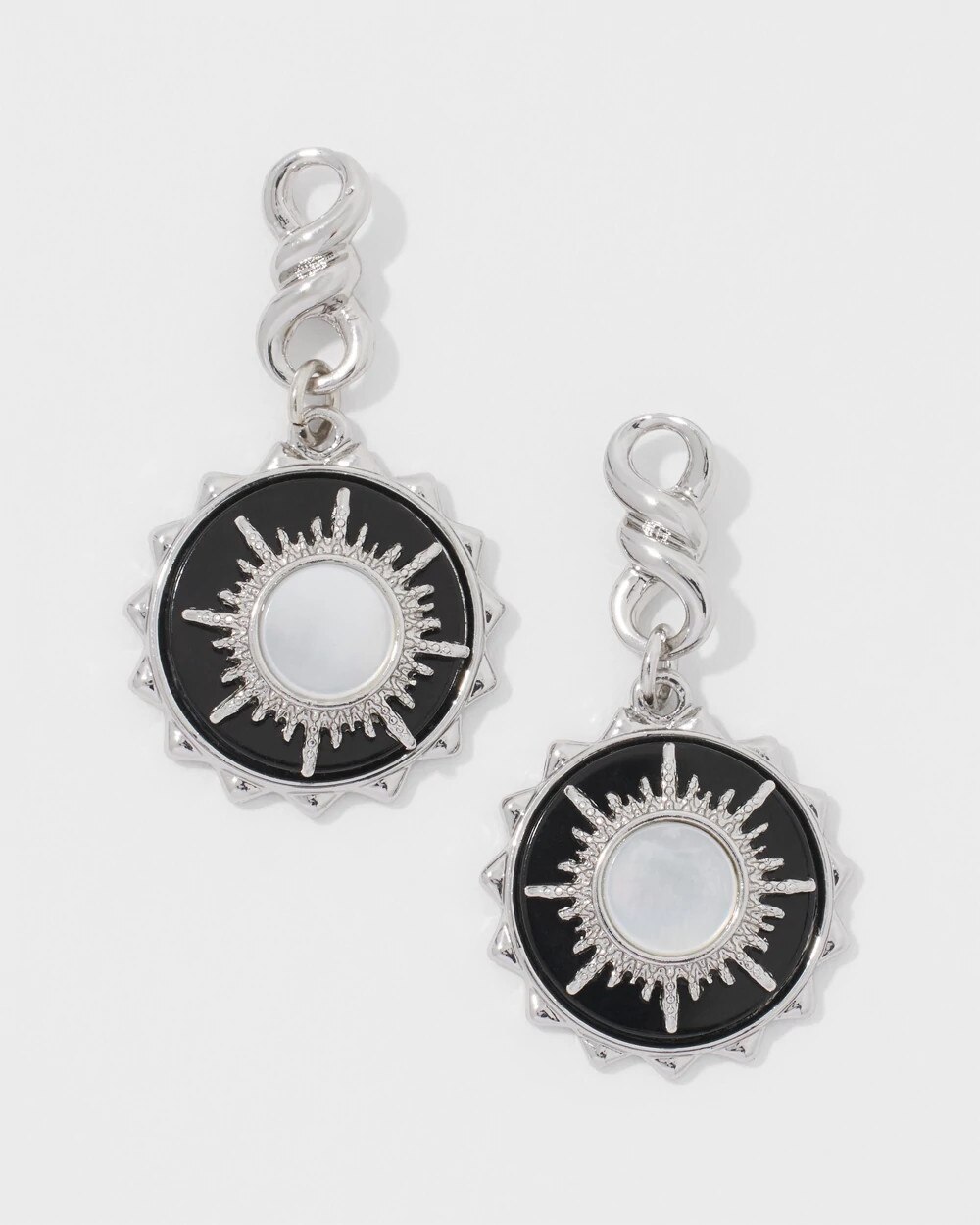 Silver Onyx Charm Drop Earrings - image 2