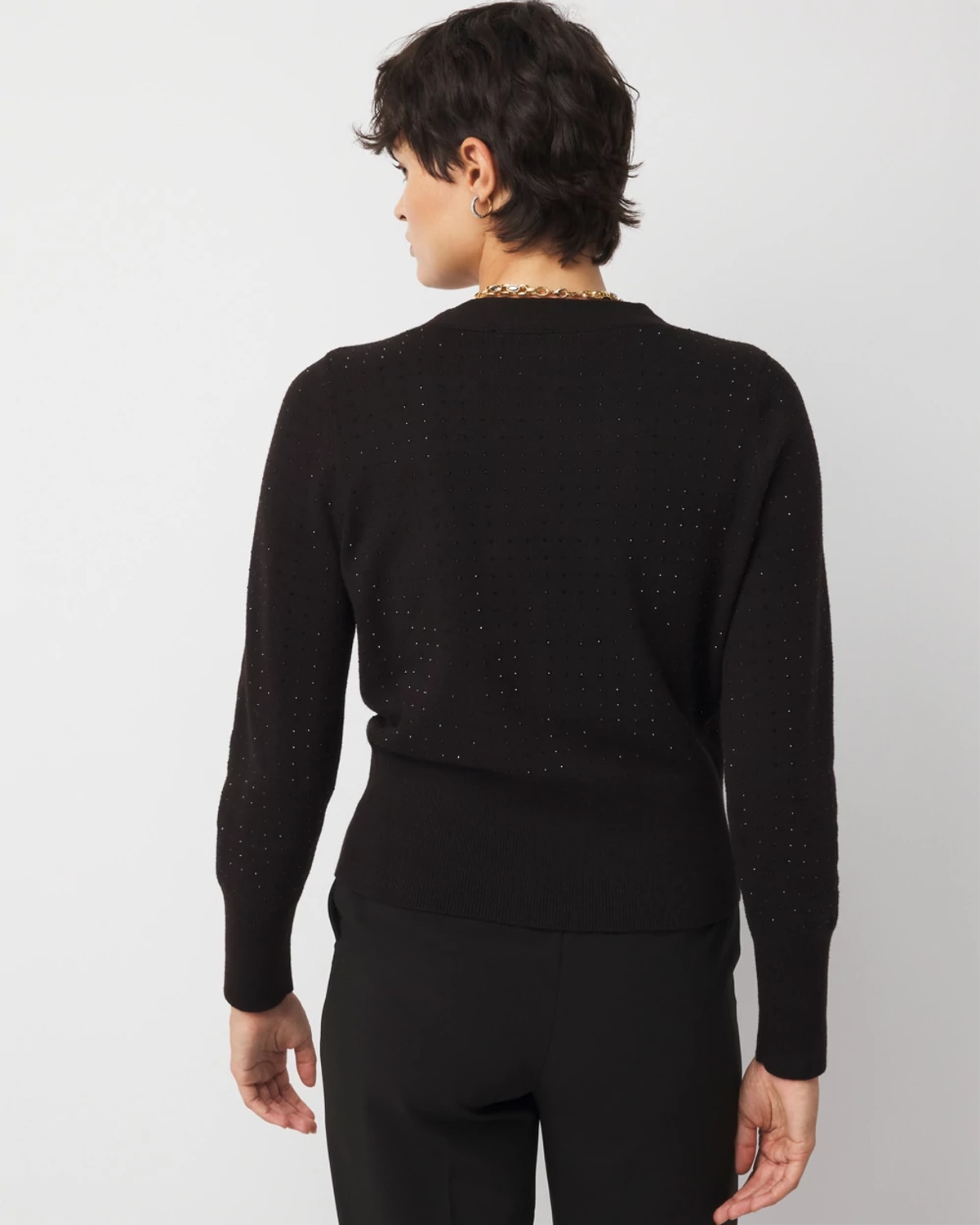 White House Black Market Embellished Cardigan Sweater In Black