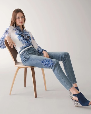 High-Rise Everyday Soft Denim™ Embroidered Straight Jeans