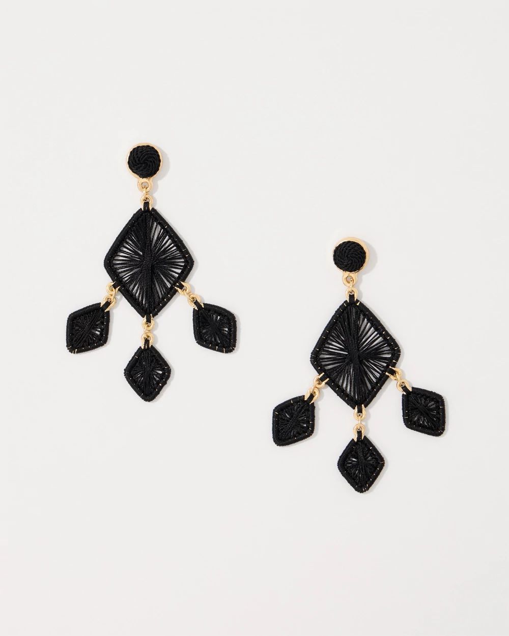 Black Raffia Chandelier Earrings click to view larger image.