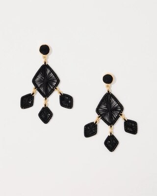 Black Raffia Chandelier Earrings click to view larger image.
