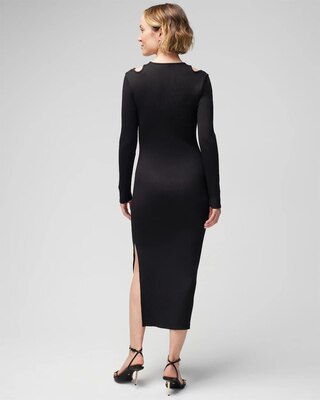 WHBM® FORME Rib Long Sleeve Cutout Dress click to view larger image.