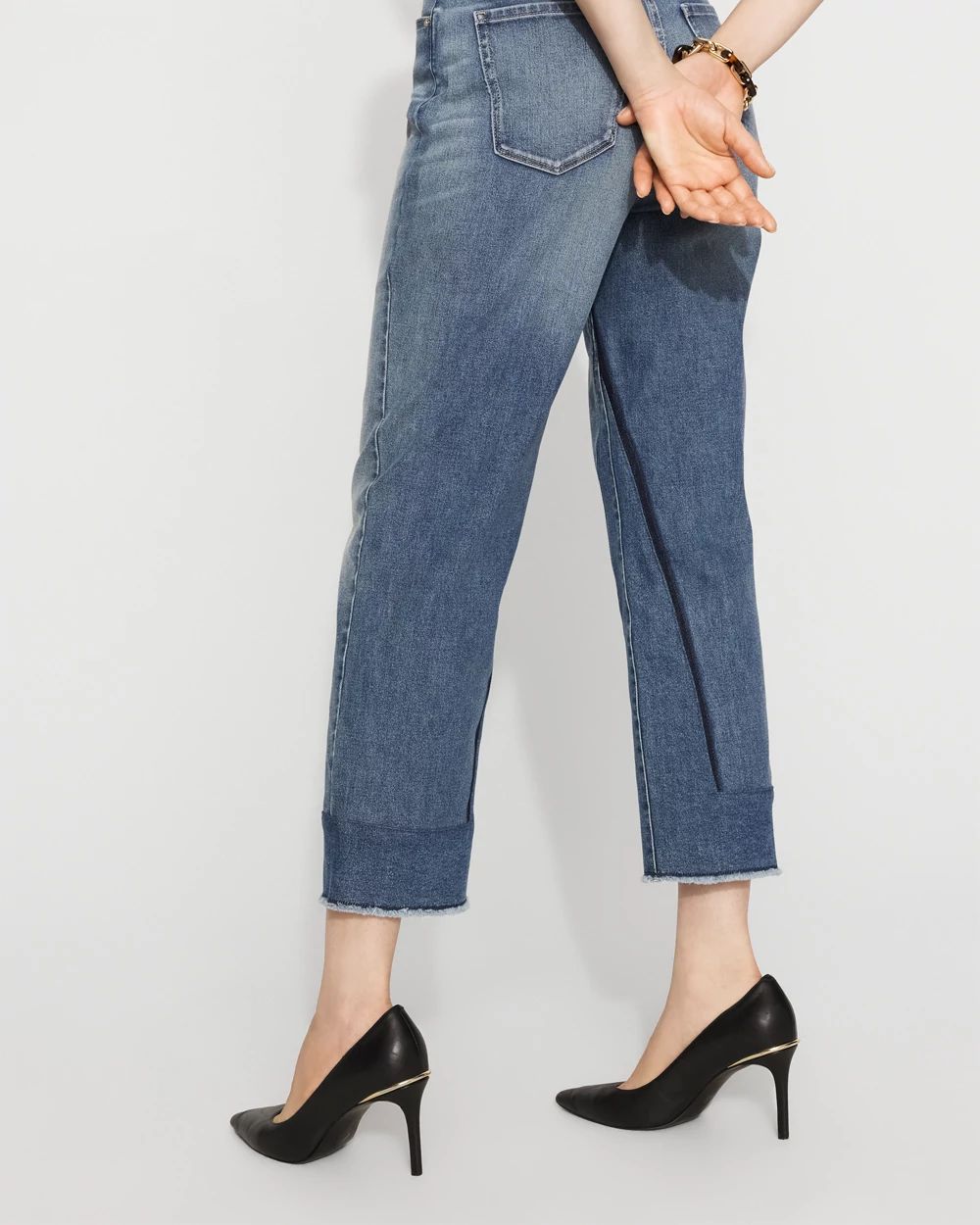 Petite High-Rise Pieced Straight Leg Jean