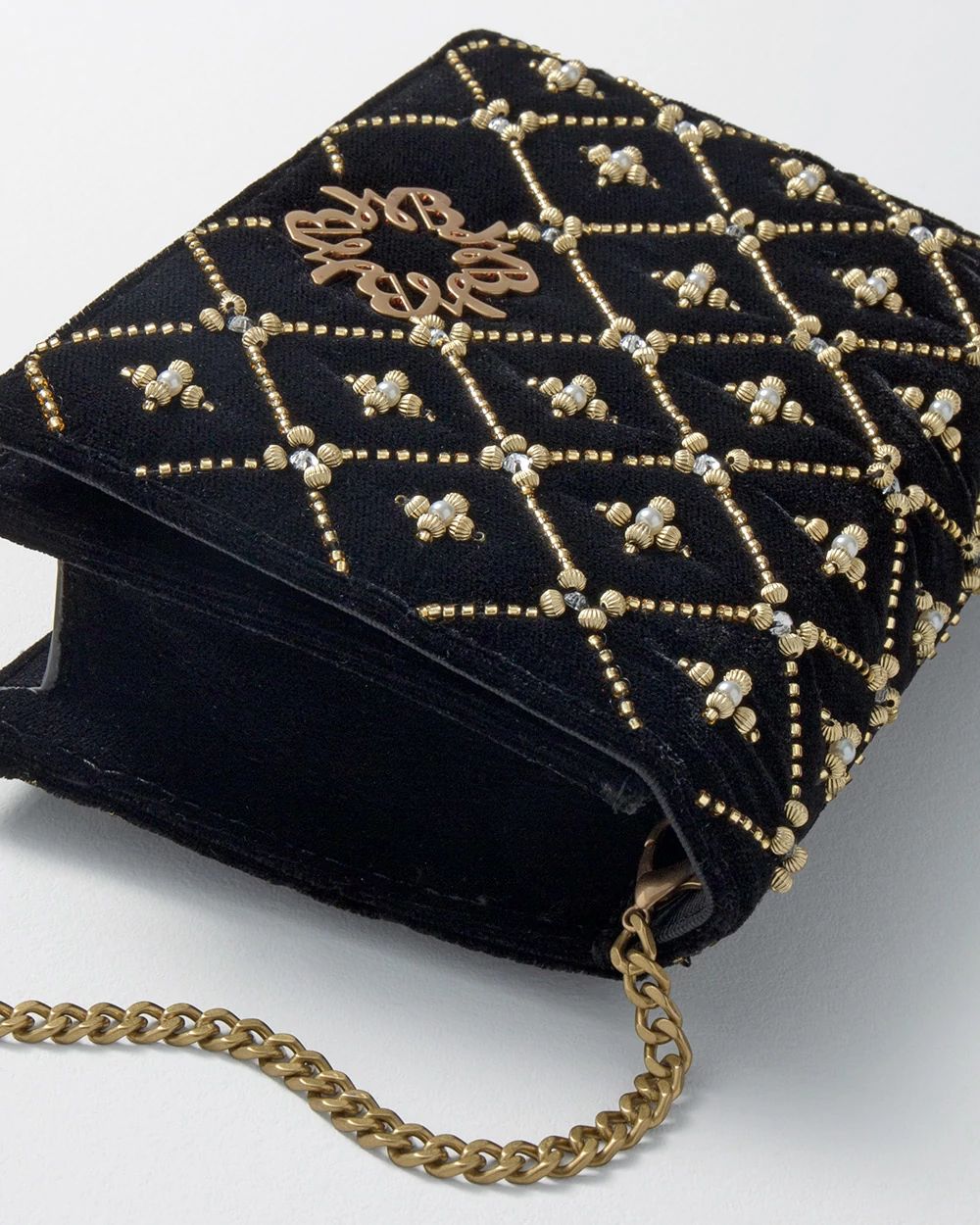 Bejeweled Velvet Crossbody Bag click to view larger image.