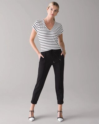 High-Rise Stretch Crepe Ankle Pants