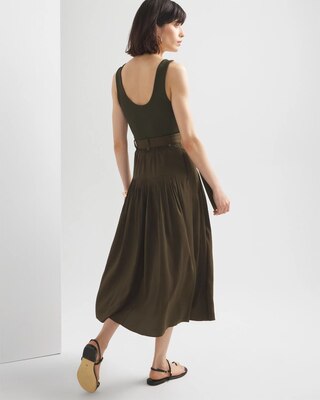 Belted Utility Midi Skirt