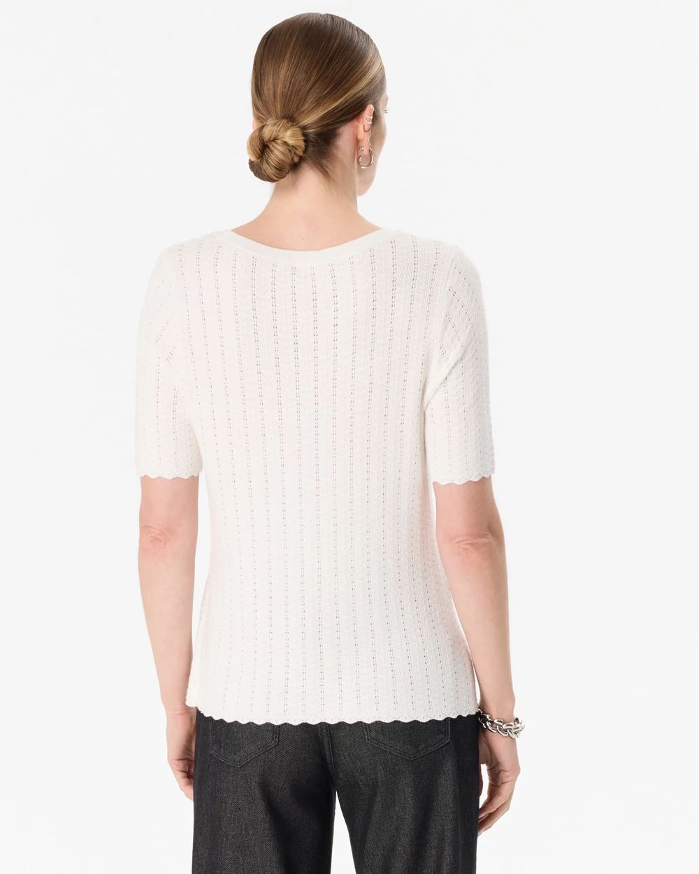 Textured Knit Crewneck Pullover click to view larger image.