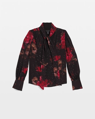 Jacquard Tie-Neck Blouse click to view larger image.