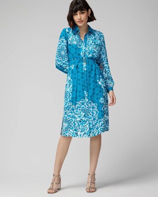 Long Sleeve Shirt Midi Dress With Belt
