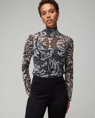 Long Sleeve Mesh Turtleneck